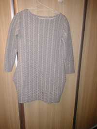 Gruba sukienka sweterkowata wzorki kieszenie M/L ciążowa
