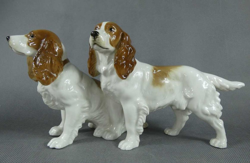 Figura porcelana Hutschenreuther dwa Cocker Spaniel pies 1970 - 1985
