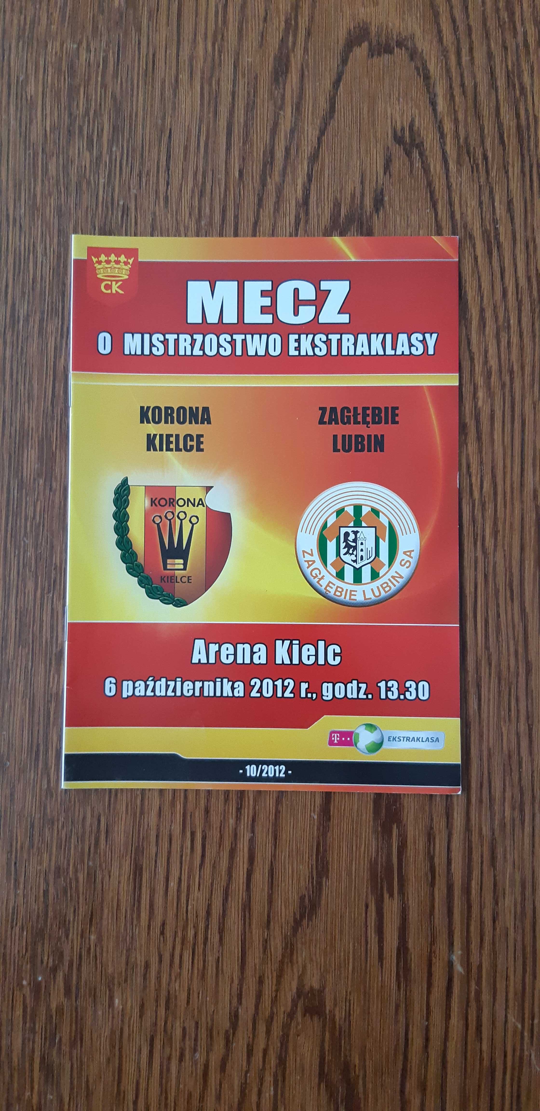 program meczowy Korona Kielce - Zagłębie Lubin 6 października 2012