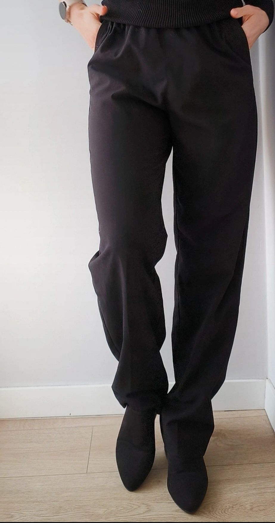 Spodnie z szeroką nogawka eleganckie czarne lindex XS