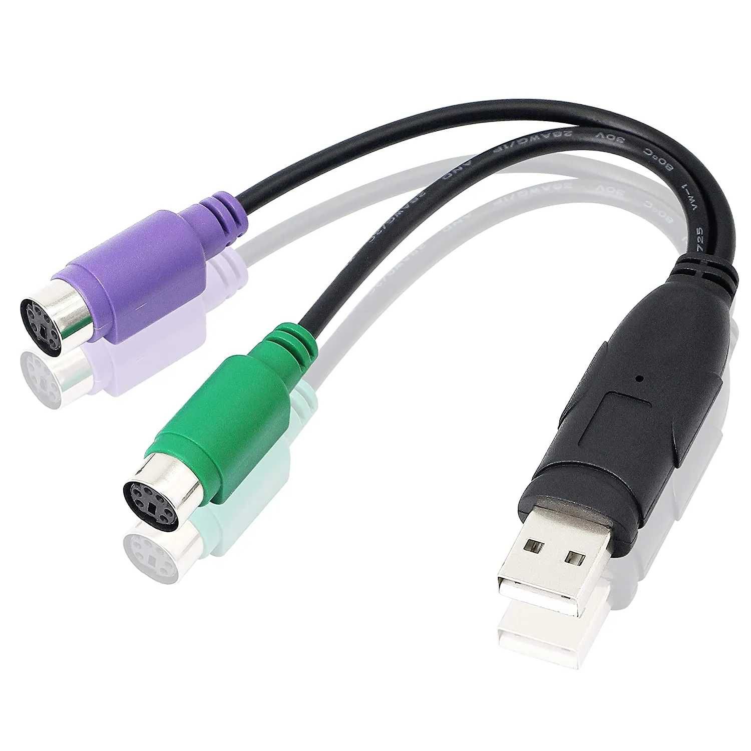 Кабель PS/2-USB, штекер PS2, активный USB-адаптер для двух PS/2