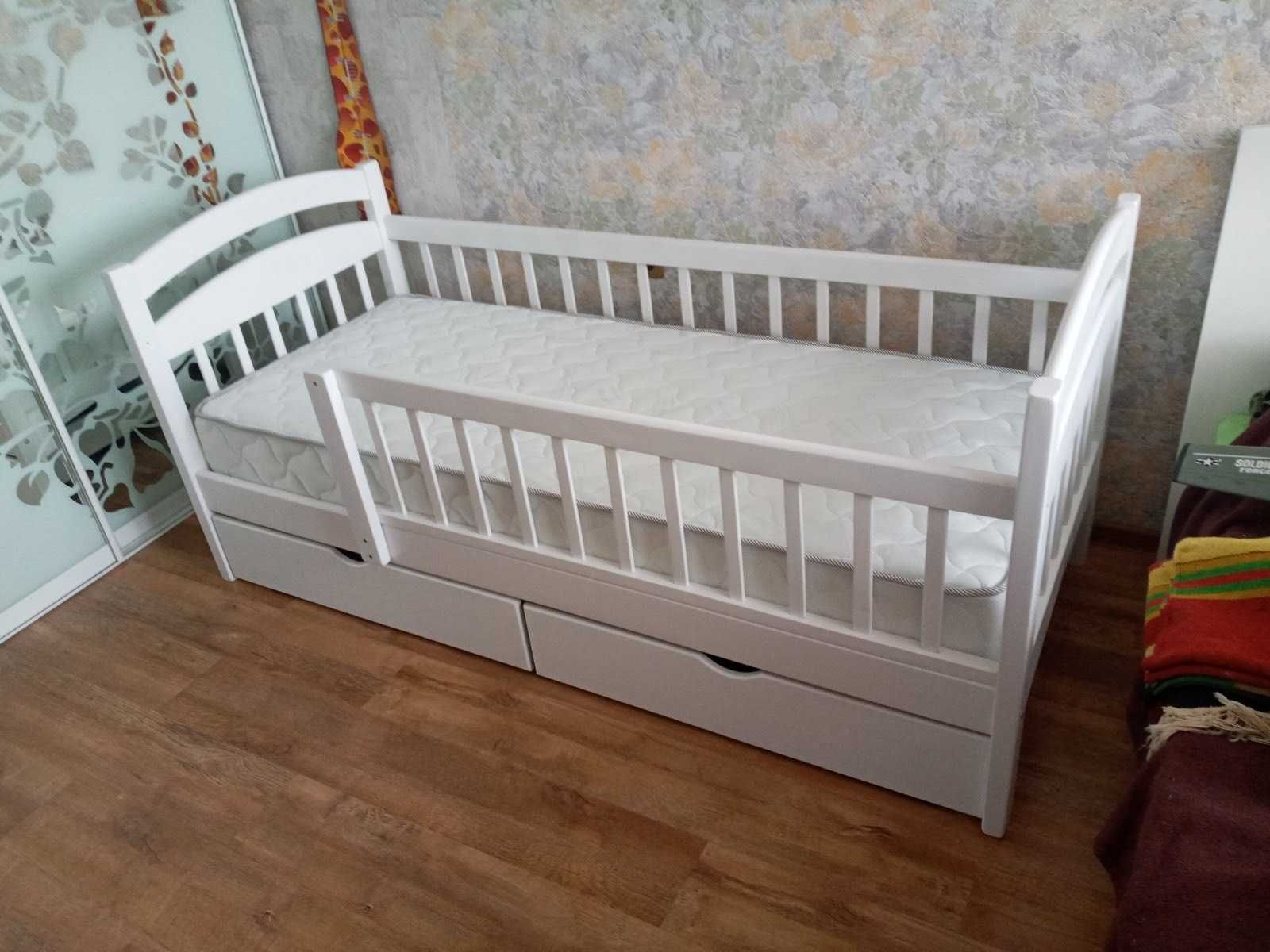 Детская кровать Белая 80х160 и 80х190 с ящиками , Дитяче ліжко