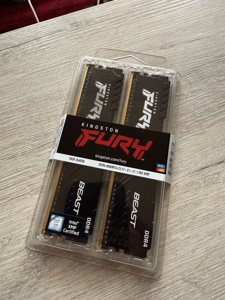 Оперативна памʼять DDR4 16gb(2x8) 3600MHz CL17 Kingston FURY Beast