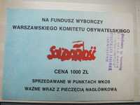 bon cegiełka 1000zł Na Fundusz Wyborczy Solidarność 1989r.