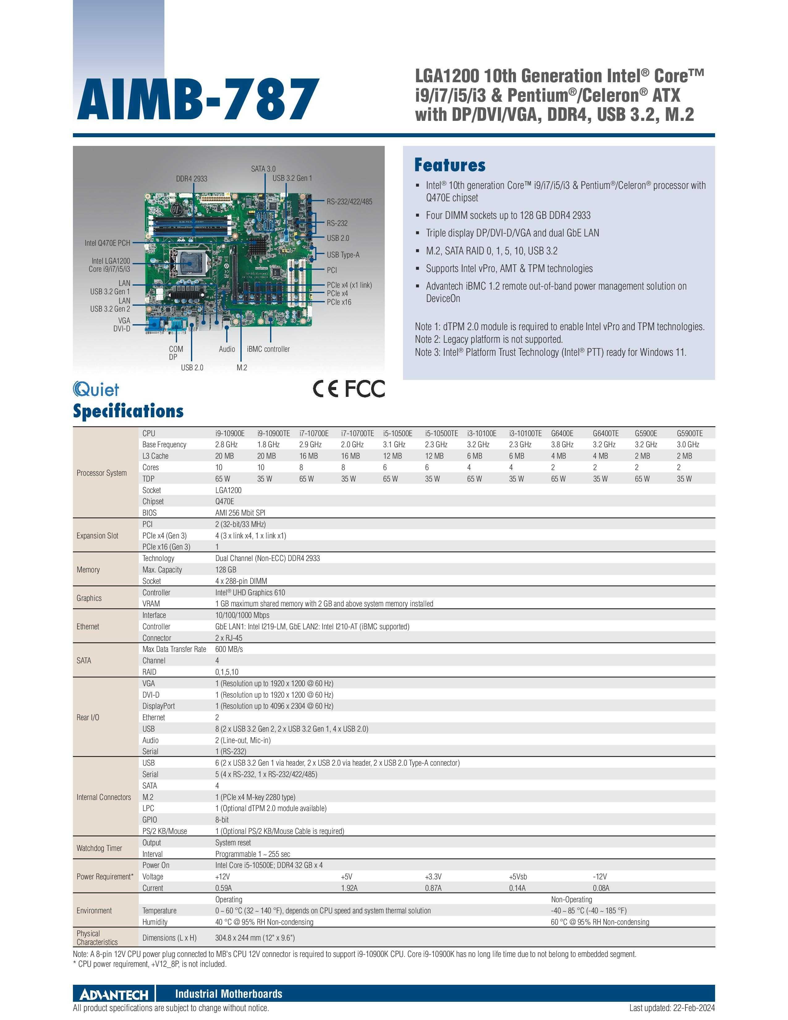 Płyta ATX LGA1200 10th Gen Intel Q470 DP/DVI iBMC RAID DDR4 USB3.2 M.2
