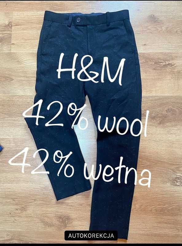 Wool welna h&m spodnie eleganckie klasyczne rurki kant 42 44