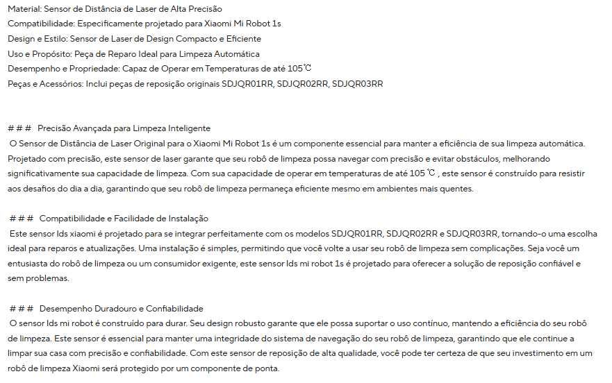 LIDAR - LDS Sensor de Distância a Laser para Xiaomi Mi Robot