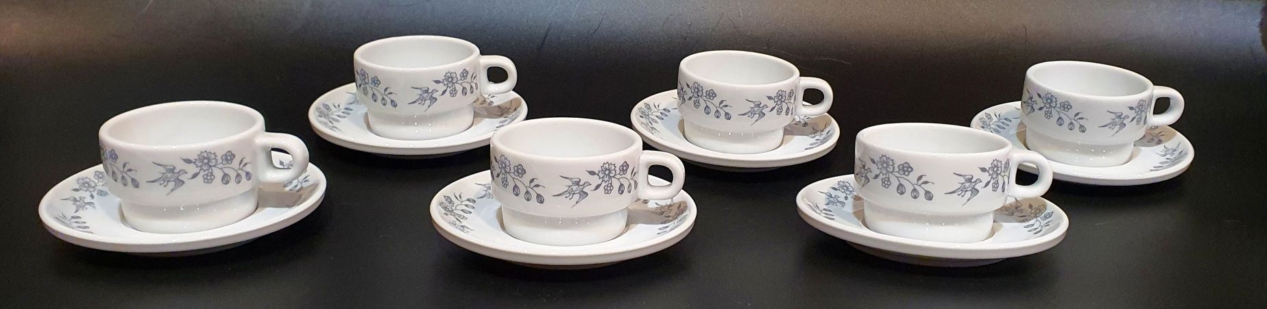 Filiżanki i spodki do kawy espresso fabr. porcelany  6 szt. sygnatura