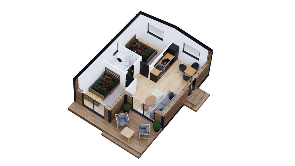 Dom modułowy, mobilny, całoroczny 45,5m2