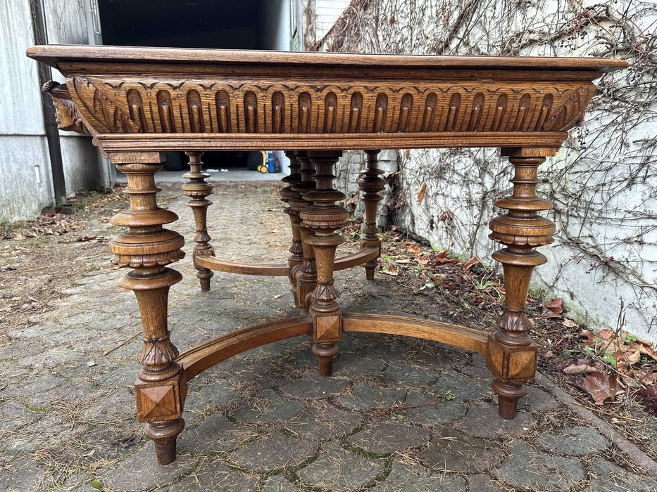 Stary Stol Eklektyczny Antyk Masywne Drewno