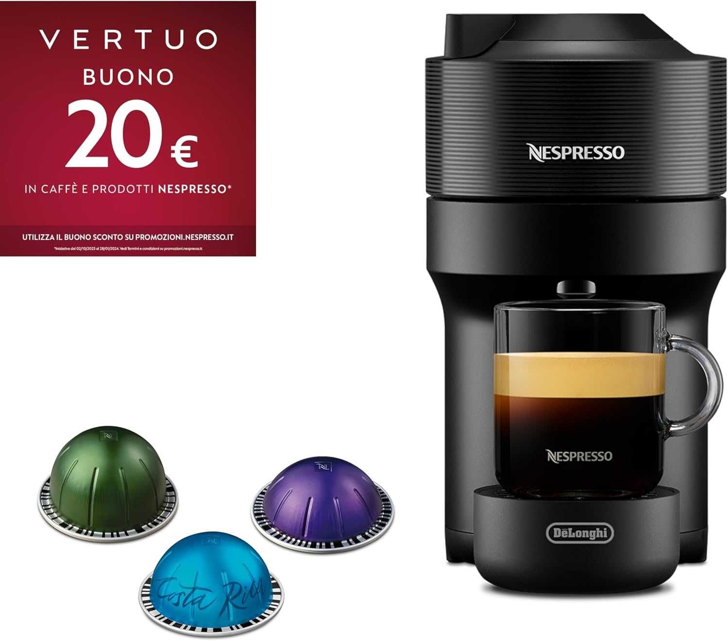 кавоварка Nespresso De'Longhi ENV90.B  капсульна кавомашина 1350 Вт