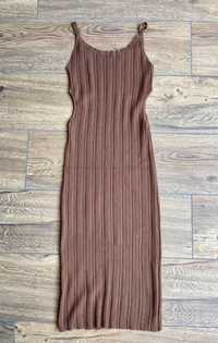 Трикотажна сукня стильна коричнева міді