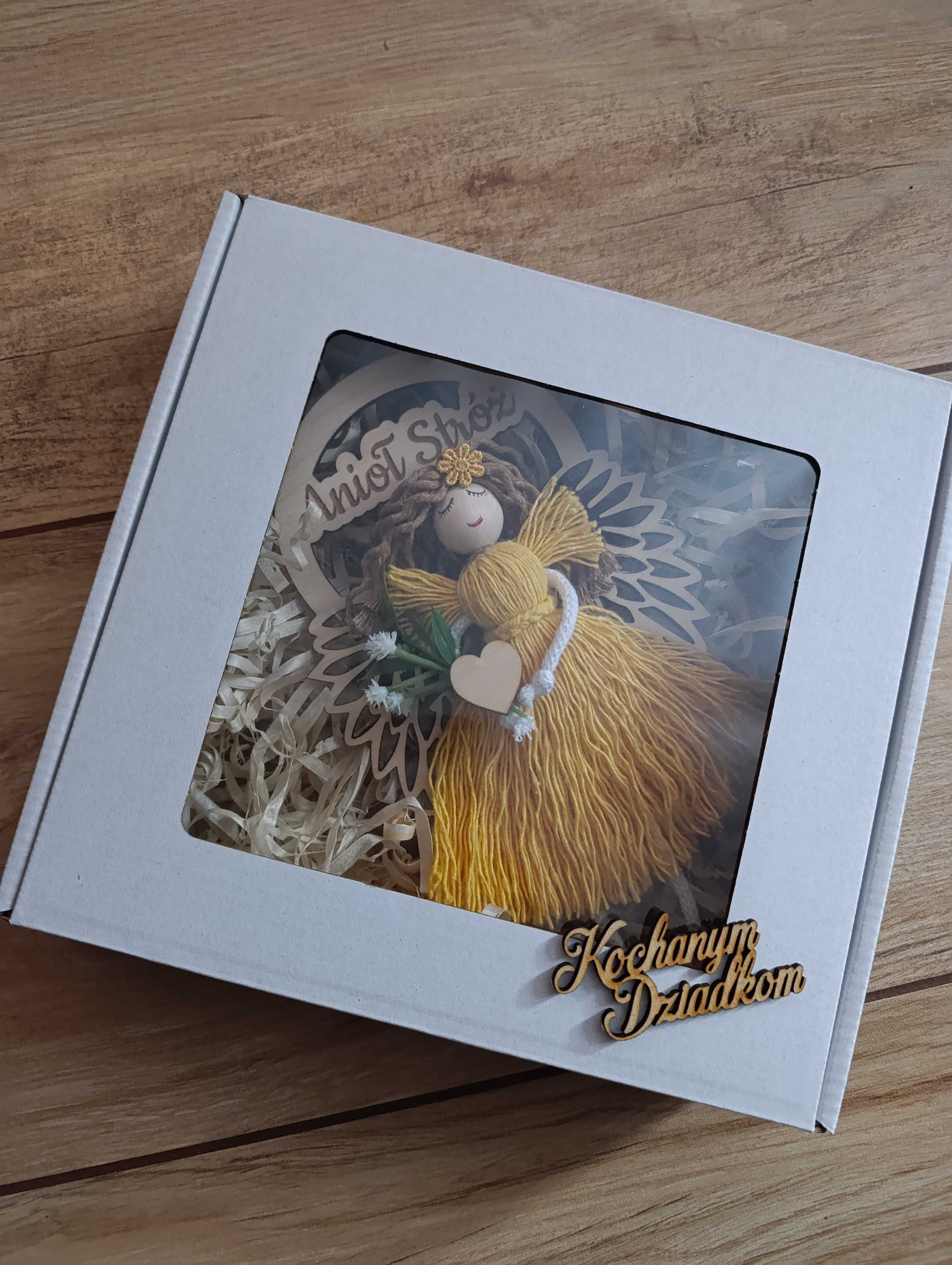 Anioł stróż prezent dzień mamy babci dziadka kwiaty handmade
