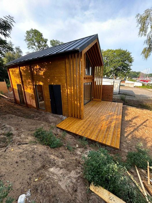 Drewniany domek letniskowy Horyzont 65 + 21 m2 - ROD, ekspozycja