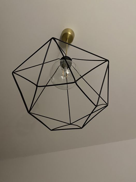 Żyrandol Brunsta diament Ikea czarny klosz+okablowanie+żarówka ozdobna