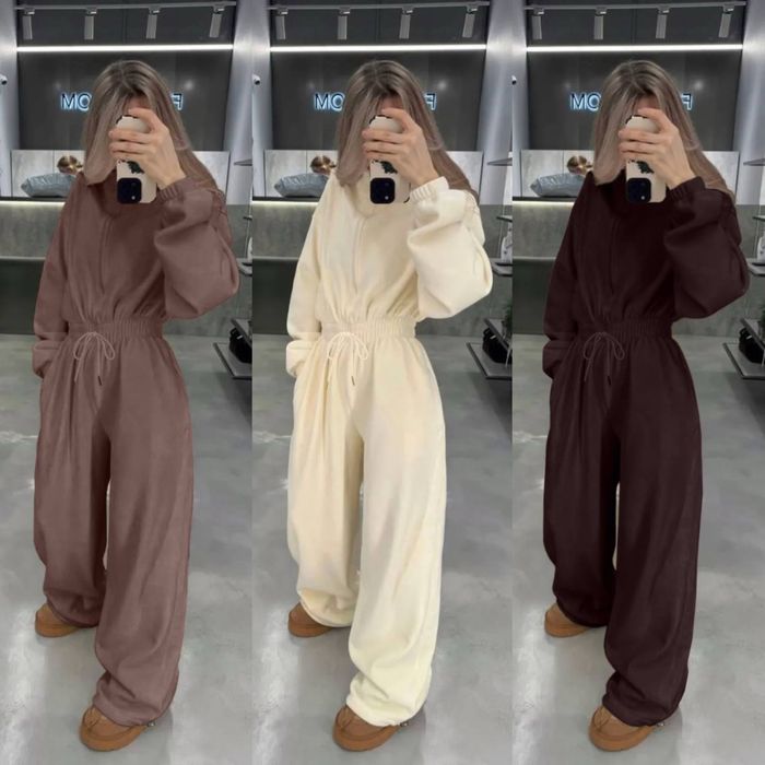 Теплый комбинезон женский флисовый с прямыми штанами