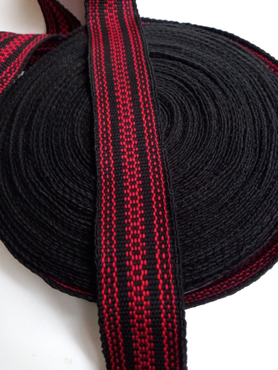 Крайка червоно-чорна, тканий пояс, пояс на метраж