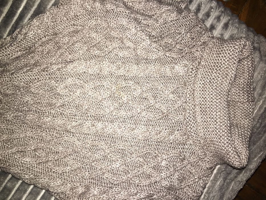 В'ЯЗАНЕ ПЛАТТЯ З КОСАМИ тепла сукня серого цвета Размер М 46