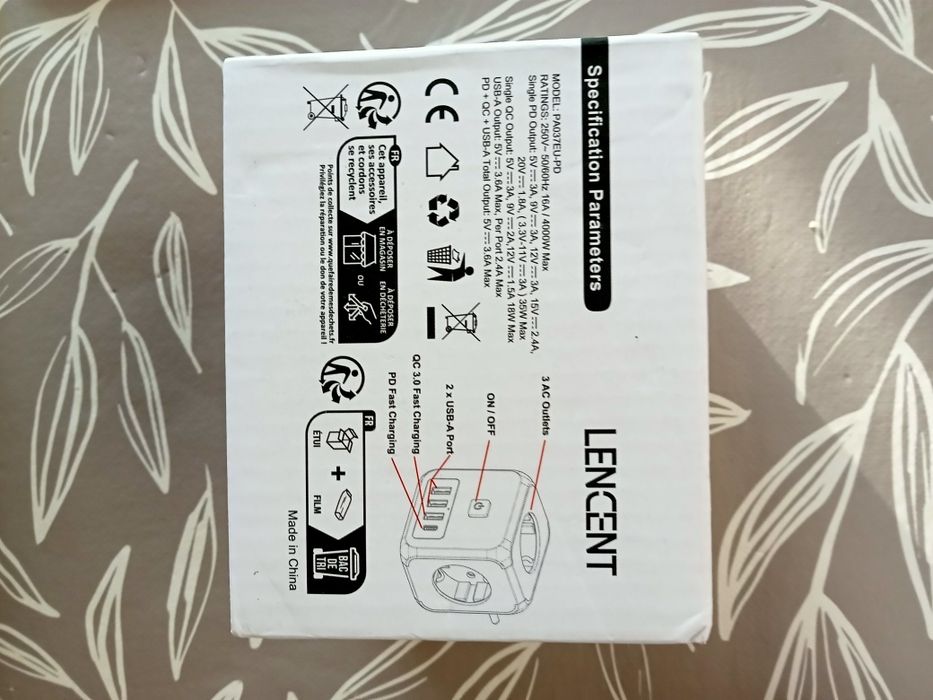 Listwa zasilająca LENCENT PA037EU-2A2C 7 gniazd wtym 2x Usb A, 2x Usb