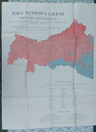 Stare ponad 120 letnie mapy Galicji, 1900 rok, bdb stan