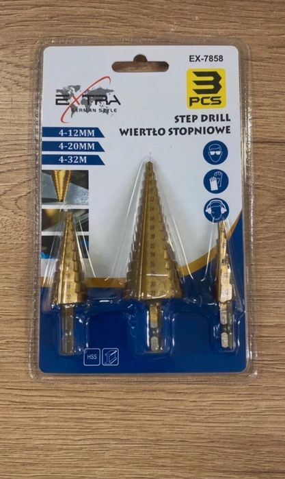 Wiertła wiertło stożkowe hss wielostopniowe Extra 3szt 4-12mm 4-20mm