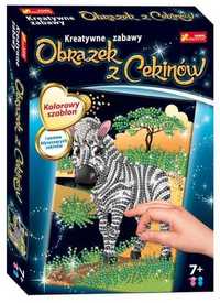 Zebra obrazek z cekinów KREATYWNE ZABAWY RANOK