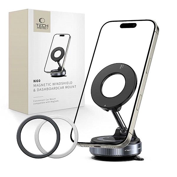 Tech-Protect N60 Magnetic Magsafe Windshield & Dashboard Car Mount Bla