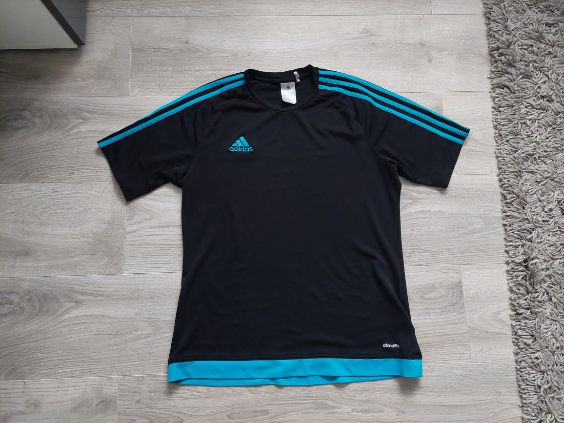 Czarno-niebieska damska koszulka sportowa Adidas r. M