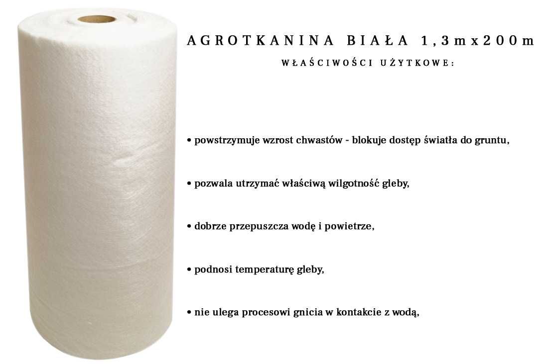 Geowłóknina BIAŁA 1,3mx200mb 90 g/m²