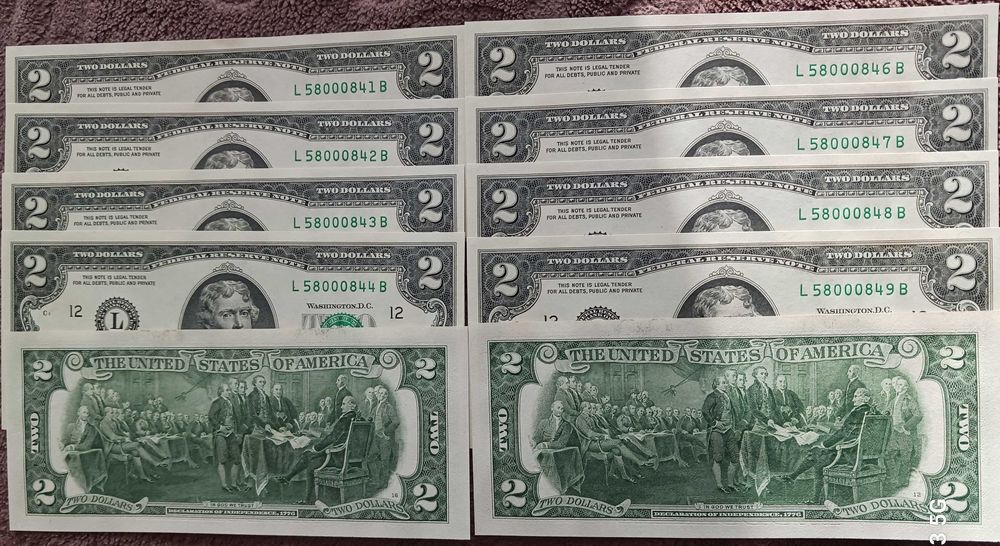 10 x 2 $ USA T. Jefferson 2017 r. men."L"-San Francisco - seria"A"