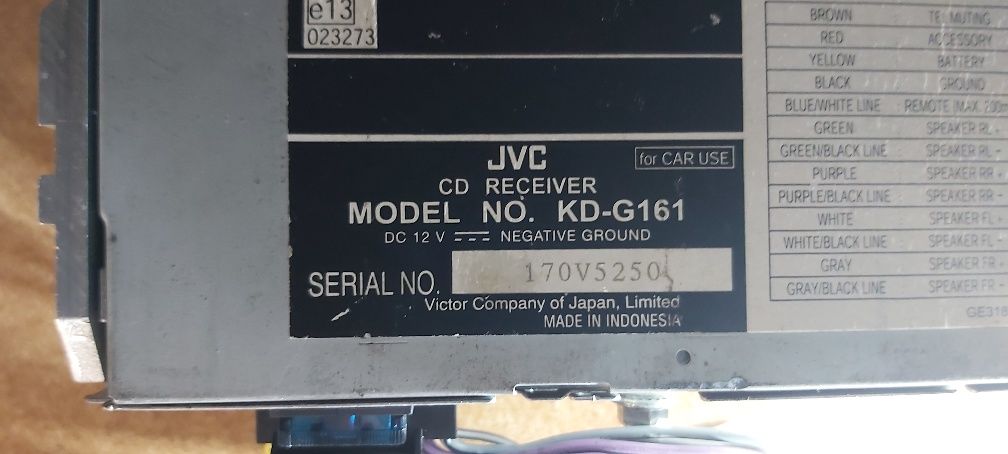 JVC KD-G161  radio samochodowe