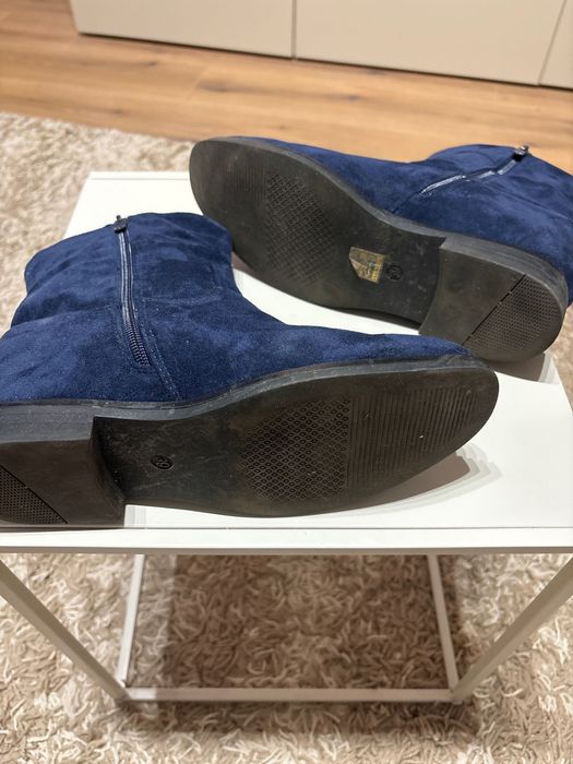 Kozaki-botki zamszowe granat 39