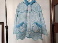 Niebieski kożuszek płaszcz dla dziewczynki rozmiar 110