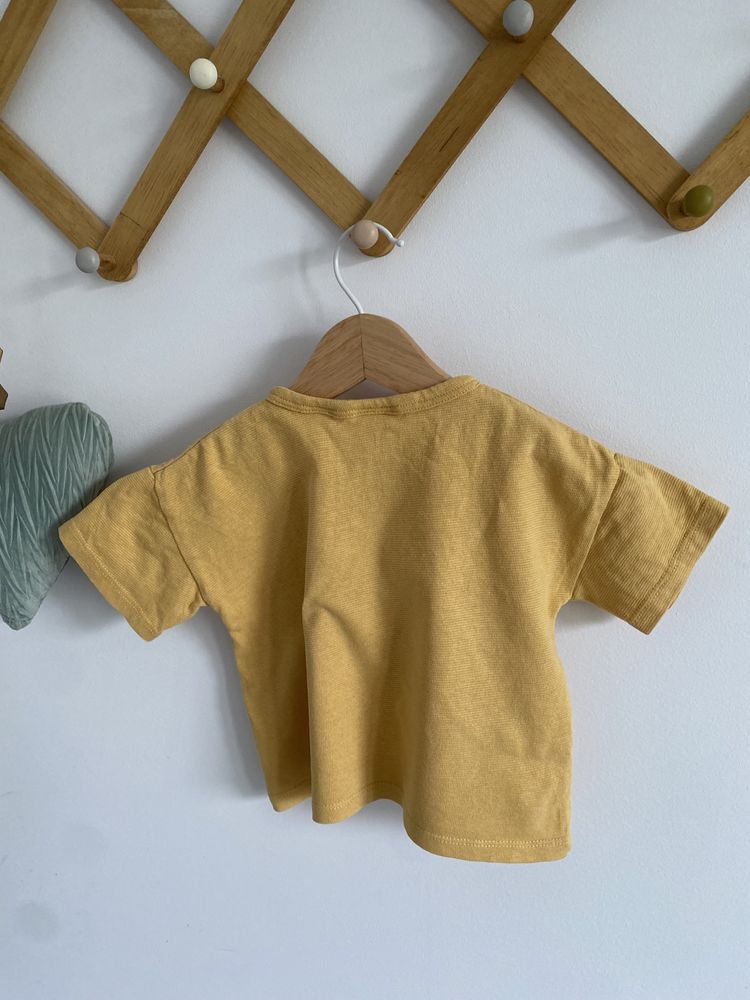 Tshirt zara 74 żółty luźny guziki