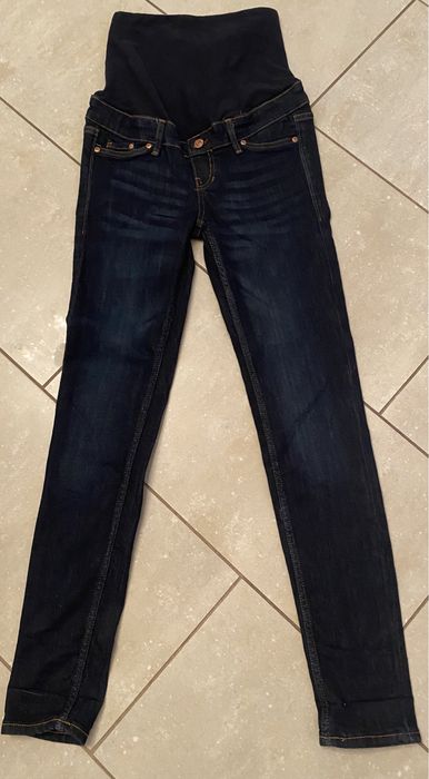 H&M mama ciążowe grafit spodnie jeans rurki r. 34 XXS lycra