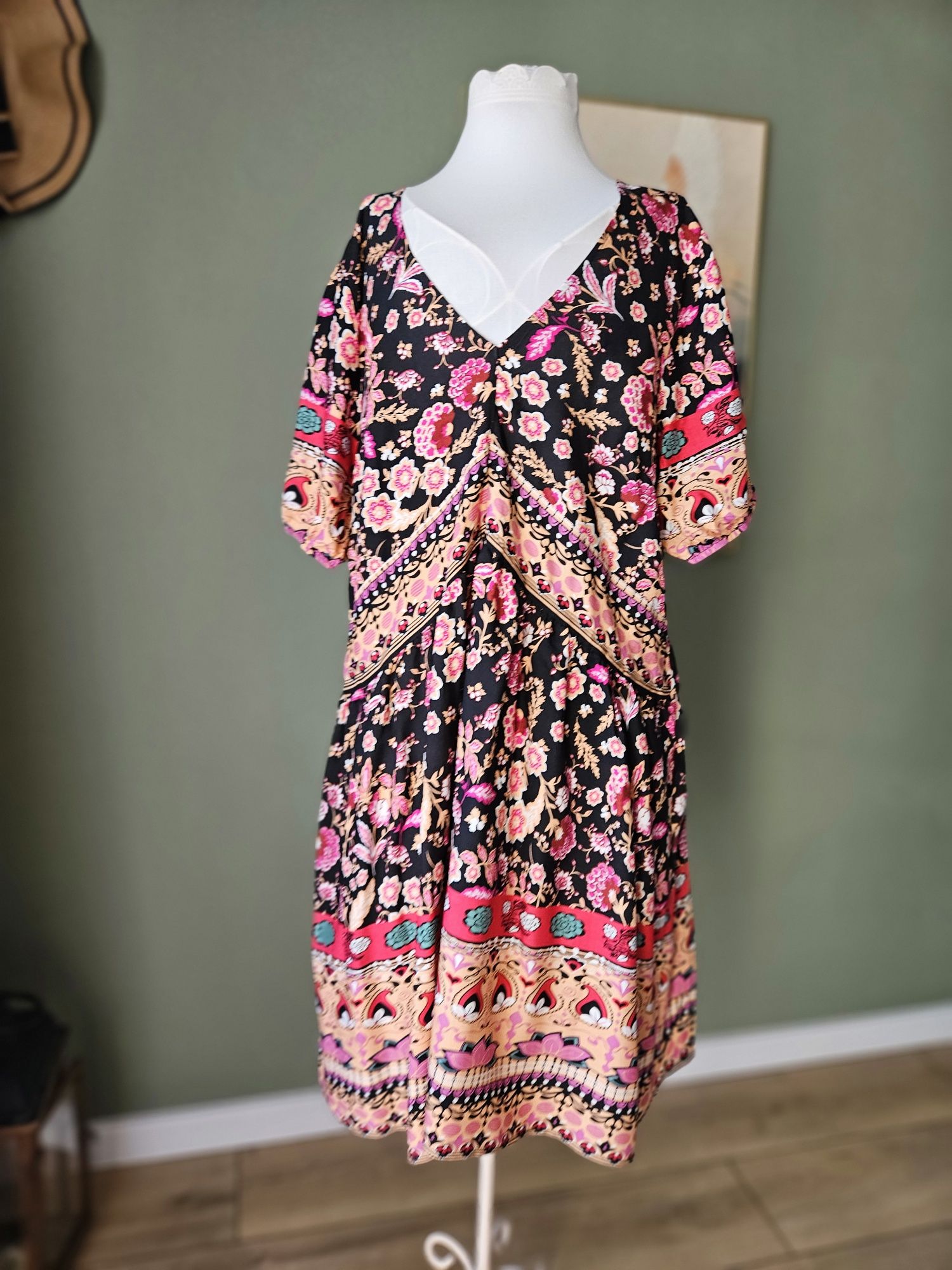 Nowa boho sukienka damska z metką – etno/hippie/orient  L kolorowa