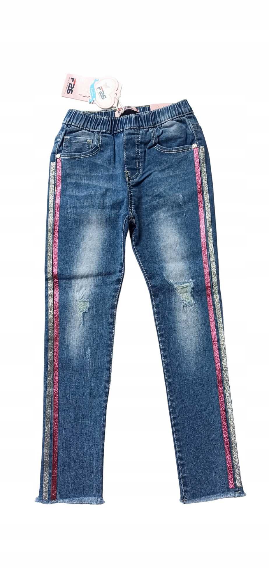 Spodnie jeans dla dziewczynki na gumce nowy 146-152