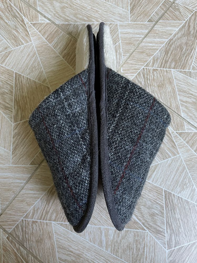 Тапочки Vintage Hype Harris Tweed Wool Checkered Grey Totes Slippers