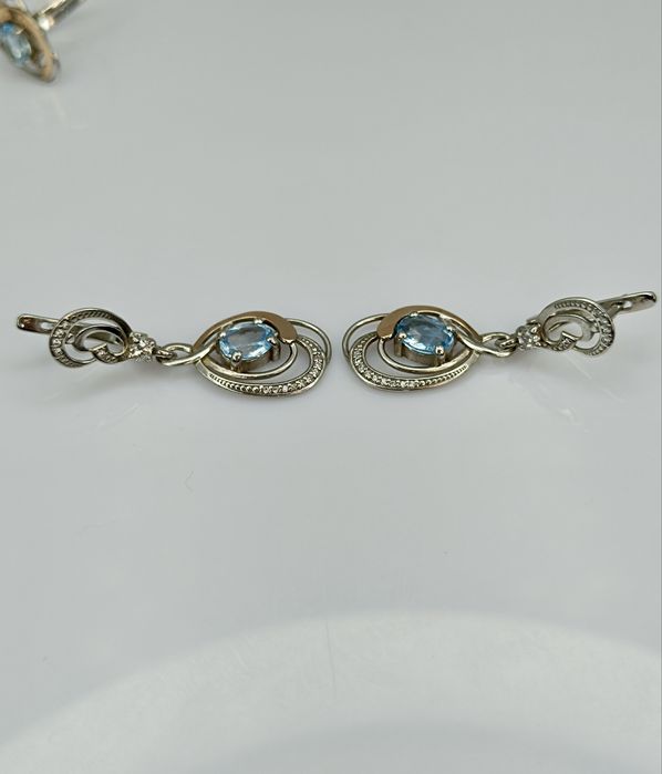 Серебряный набор 925 пробы серьги и кольцо