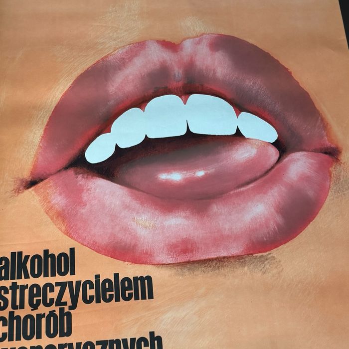 Plakat proj Waldemar Świerzy Alkohol stręczycielem chorób wenerycznych