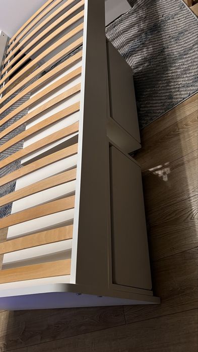 Łóżko IKEA SLÄKT + stelaż, pojemniki na pościel – Piastów