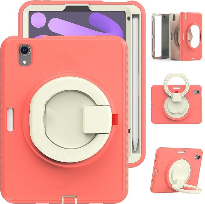 Etui do iPad Mini 6 8.3" z Podstawką i Paskiem na Ramię Różowe