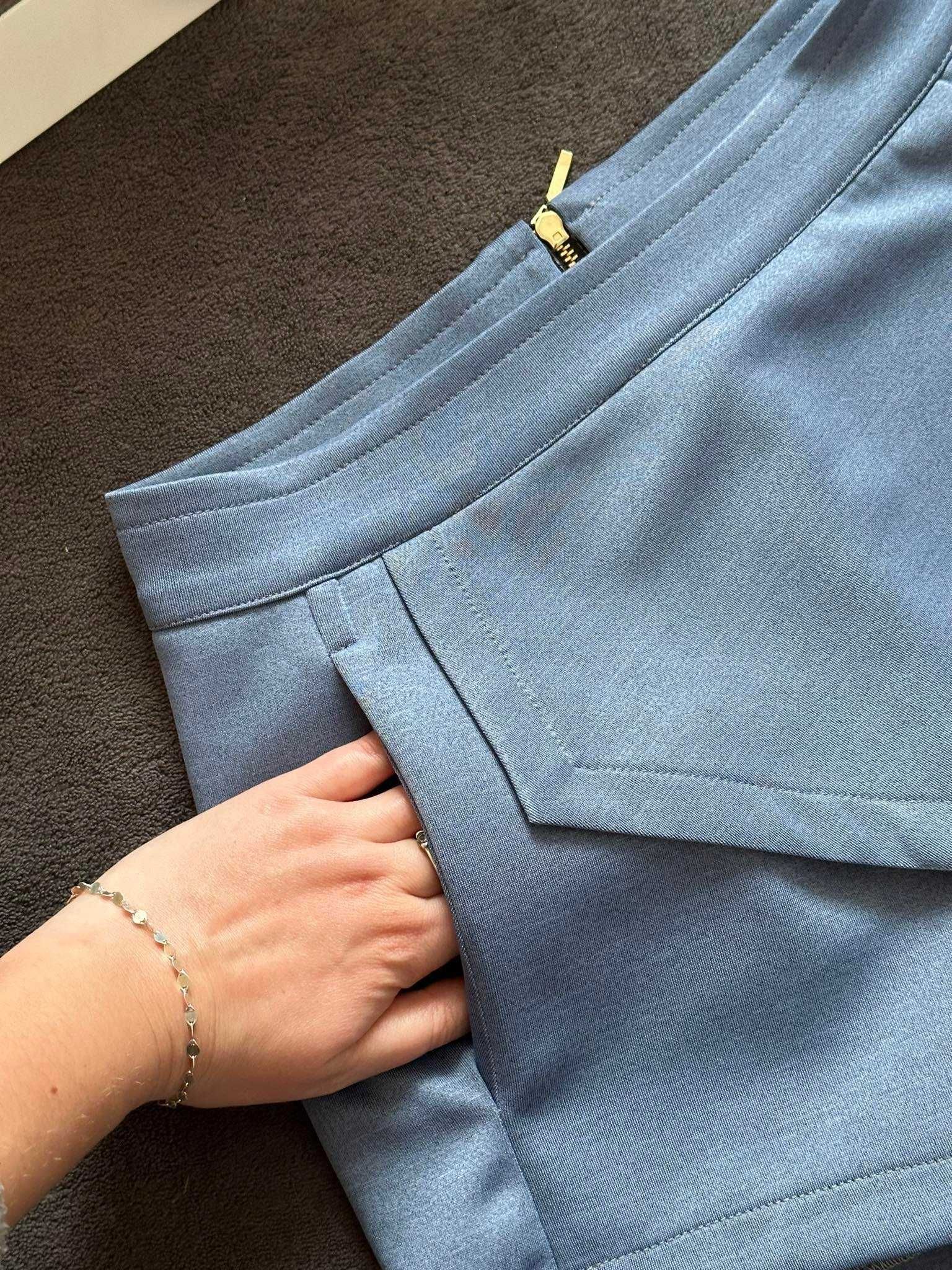 Spódniczko Spodenki JEANS Asymetryczne z Kieszeniami