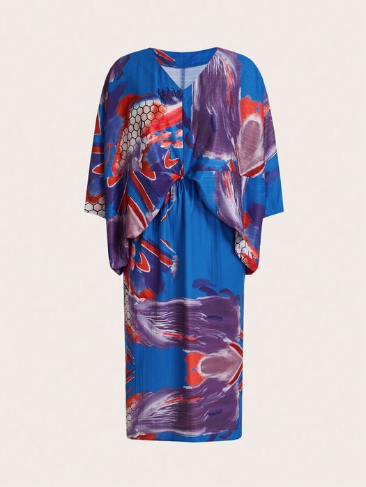 Sukienka Maxi Oversize Z Nietoperzowymi Rękawami Batwing M 38