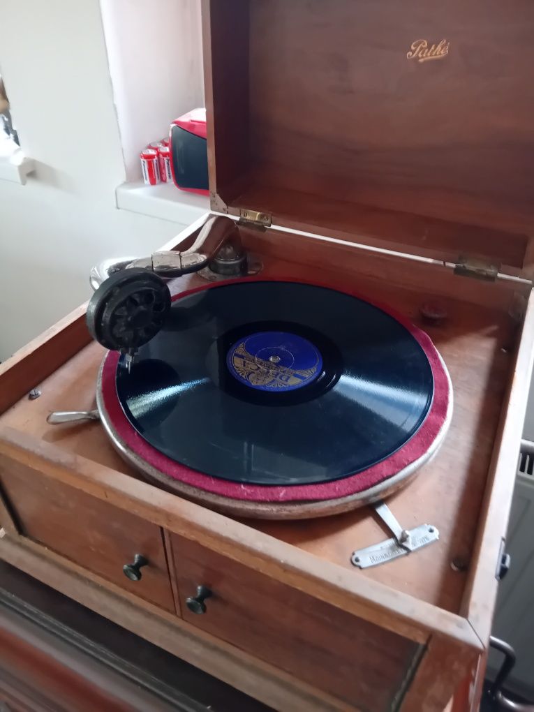 XIX w Mały Dębowy Gramofon Stan Kolekcjonersko-Muzealny