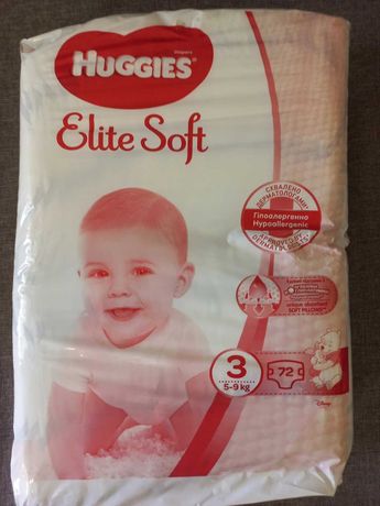 Продам подгузники Huggies Elite Soft №3 (5-9 кг) 72 шт