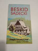 Stare mapy,PRL Beskid Sądecki, mapa turystyczna 1986