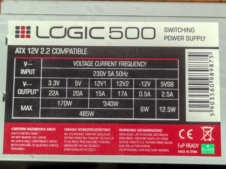 Zasilacz ATX LOGIC 500 W Drukarki 3D i PC