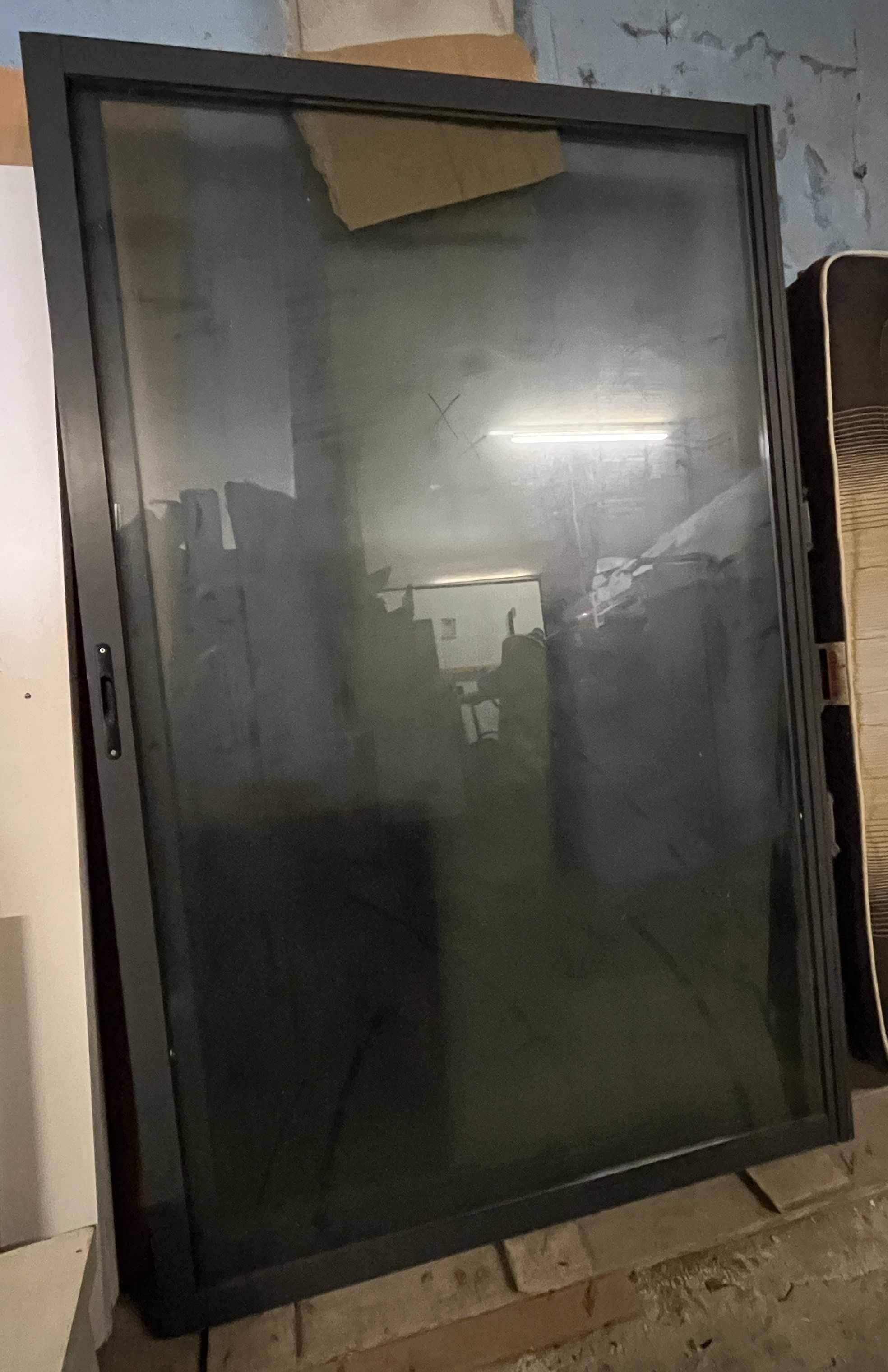 Porta com 2 Folhas em Alumínio Cinzento Vidro Duplo (220x270)