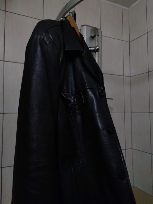 płaszcz kurtka XL płaszczyk skórzany  kurtka skórzana czarna ciemna vi